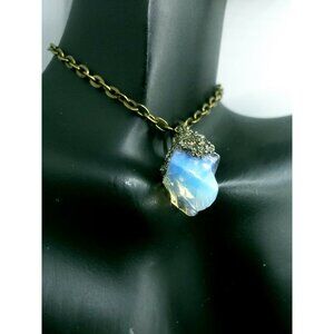 Opalite and pyrite crystal Necklace handmade